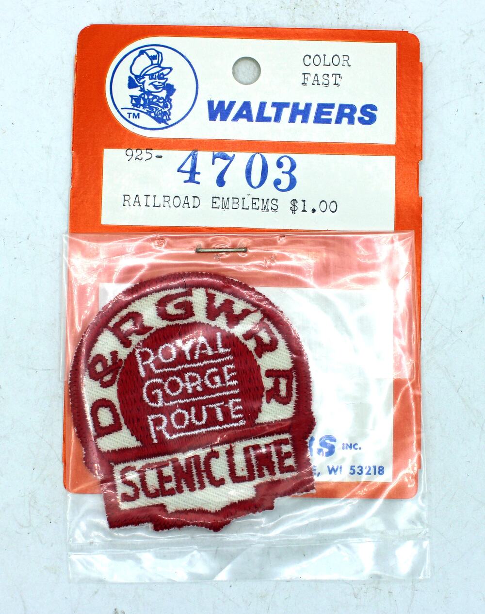 NOS Walthers D&RGWRR Royal Gorge Route Scenic Line Railroad Patch